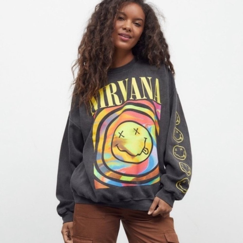 Urban Outfitters Nirvana Smile Overdyed Sweatshirt